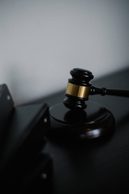 A black wooden gavel