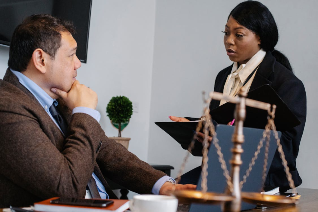 A couple of lawyers talking