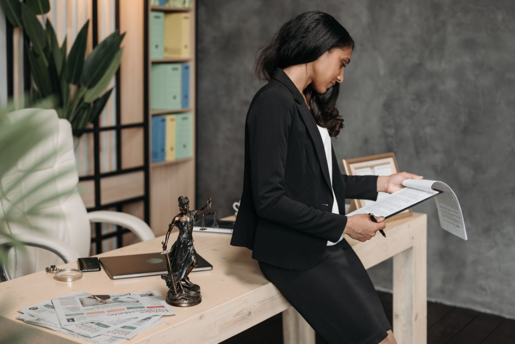 A lawyer looking at documents