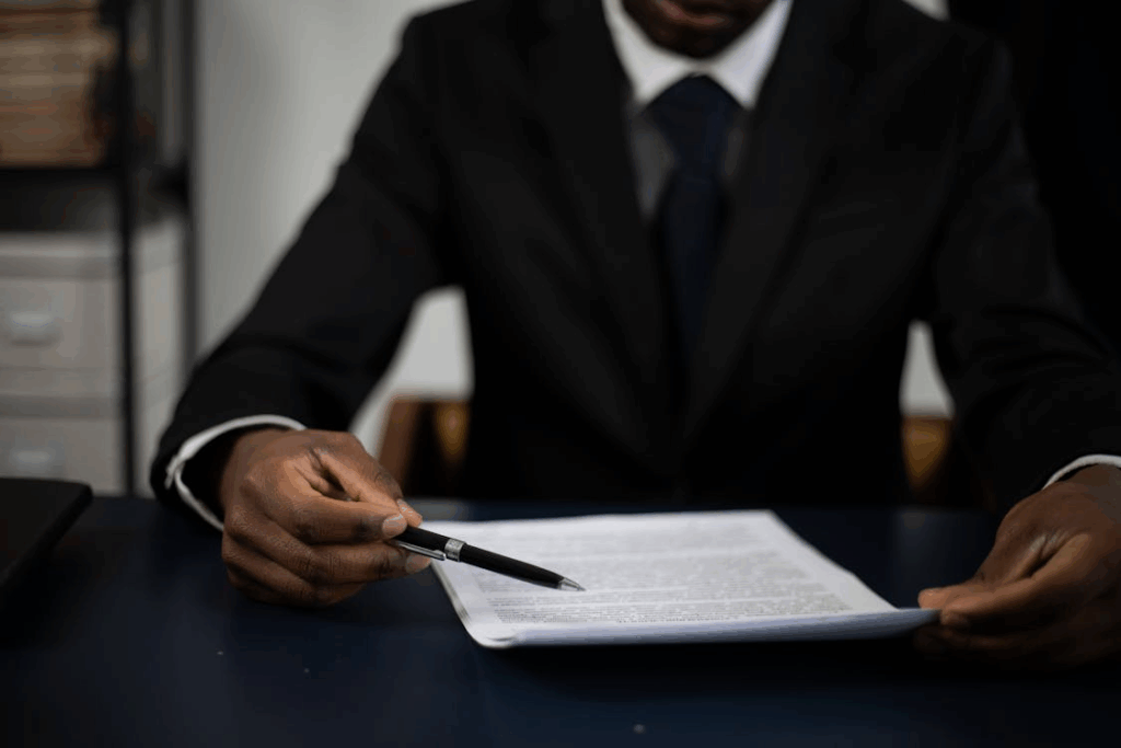 A man reading a document