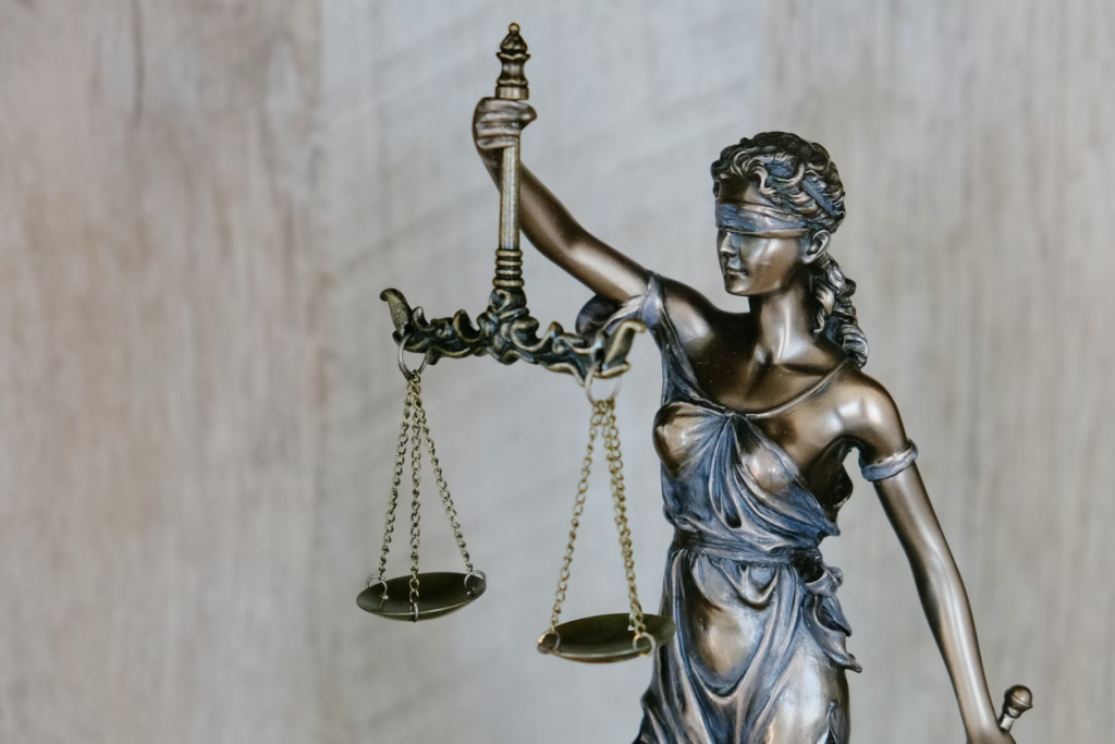 An image of a lady justice statue