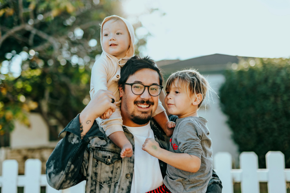 Father with kids in Toronto