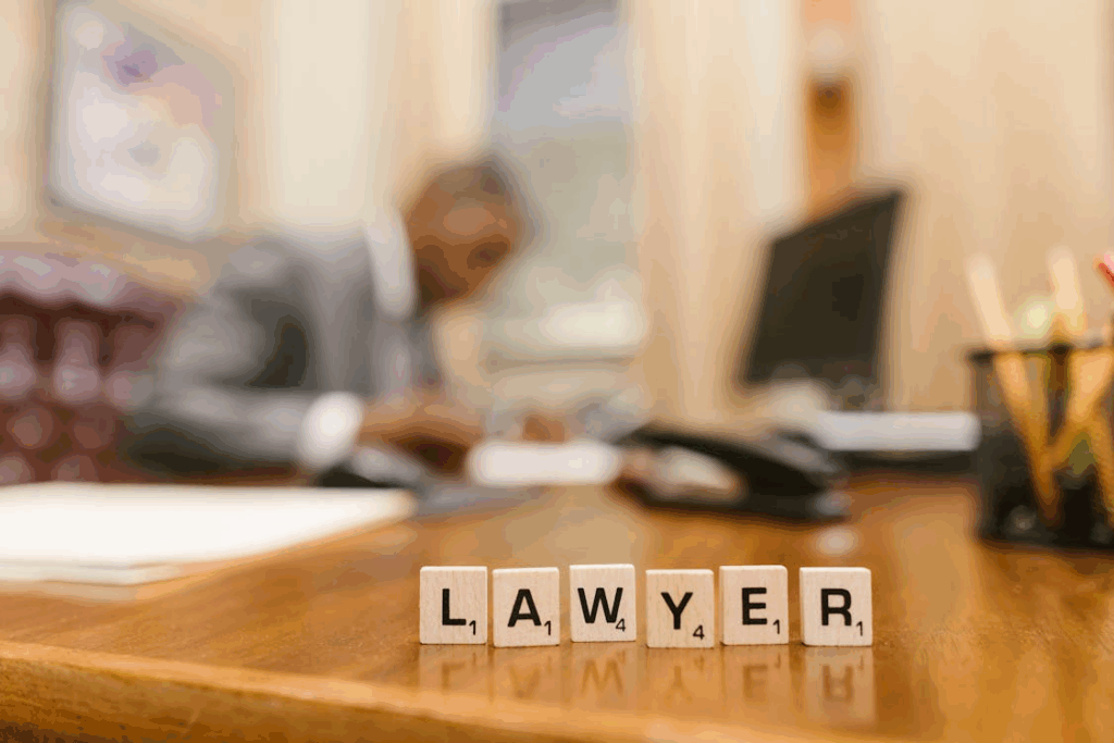 Scrabble pieces spelling ‘lawyer’