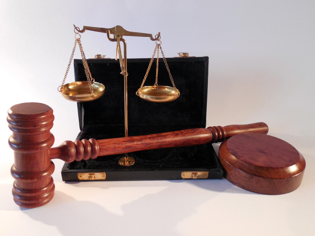 a gavel and a balance scale