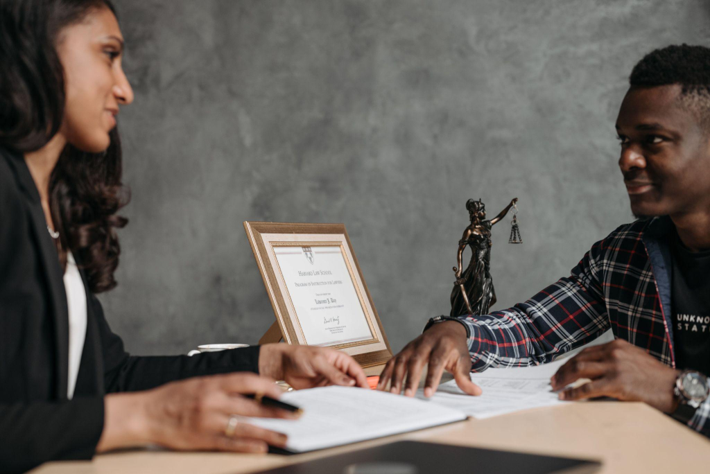 a lawyer interpreting for a client