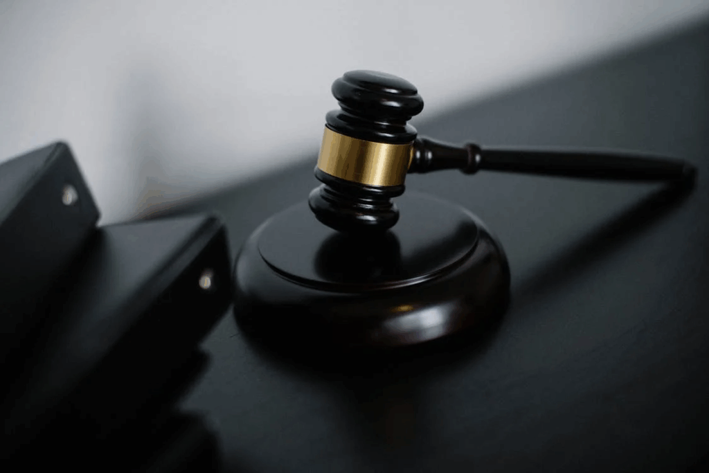 close-up of a black gavel