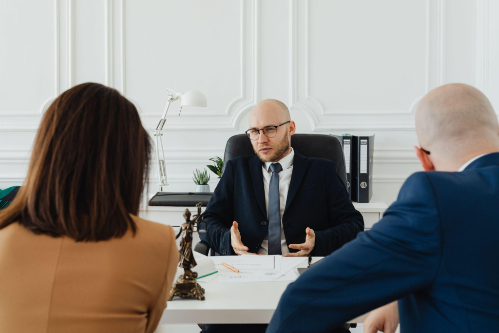 divorced couple at a lawyer’s office